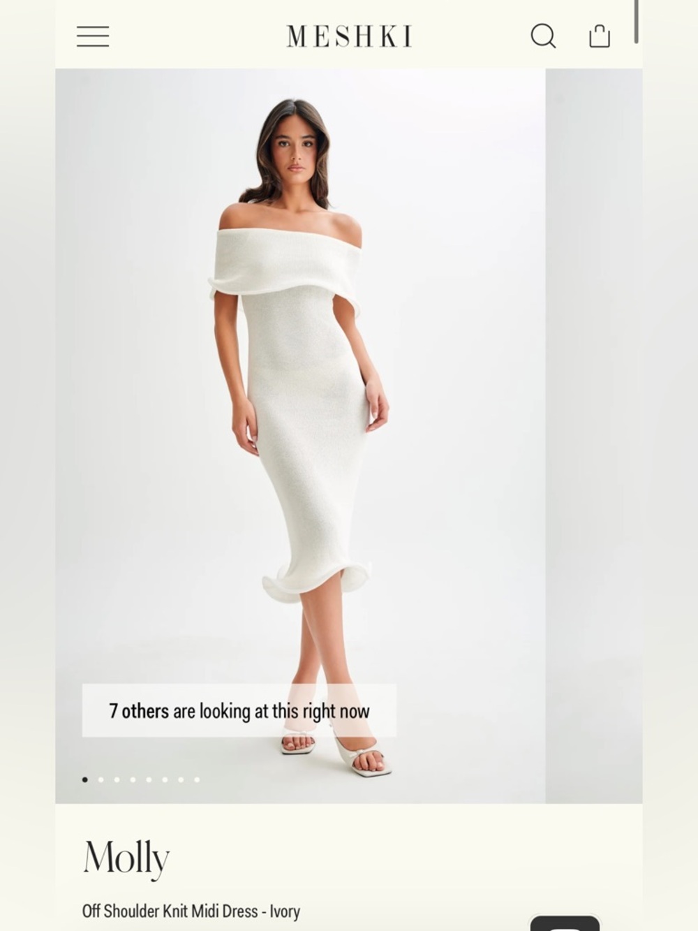 Meshki Molly Off Shoulder Knit Midi Dress, size XXS